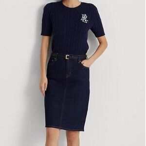 RALPH LAUREN PENCIL BLUE JEAN SKIRT/ LENGTH 22.5” / SIZE 4/ NWOT